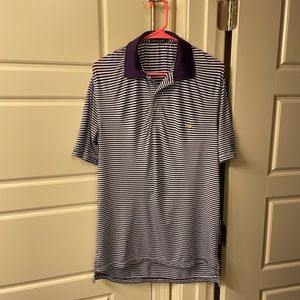 Southern Marsh Bermuda Performance Polo - Small - Purple & White Stripe